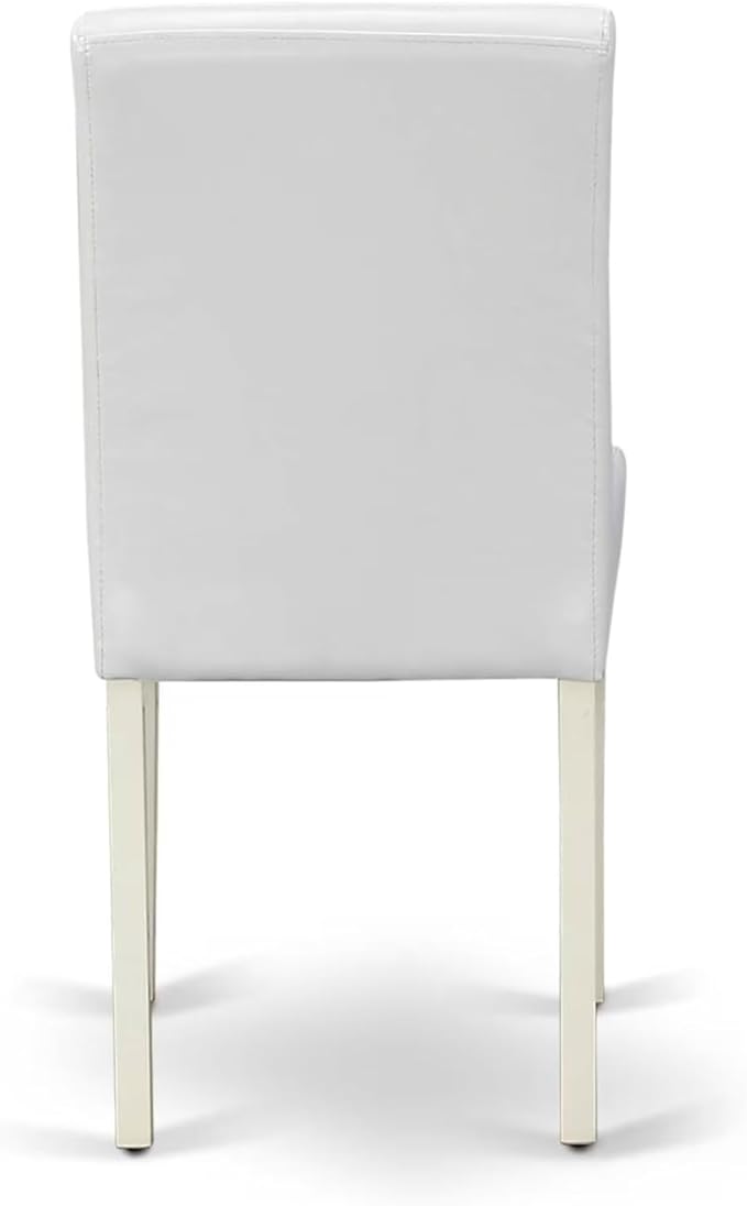 East West Furniture CAAB5-LWH-64 5 Piece Dining Room Furniture Set Includes a Rectangle Dining Table and 4 White Faux Leather Upholstered Parson Chairs, 36x60 Inch, Linen White