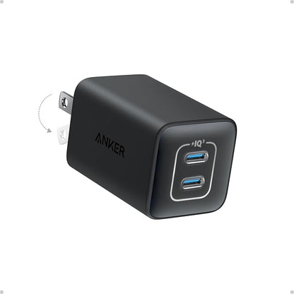 Anker Nano 47W USB C Charger, 2 Port Compact Foldable GaN Charger for iPhone 17 / 16, Galaxy, Pixel, Compatible with MagSafe (Black)