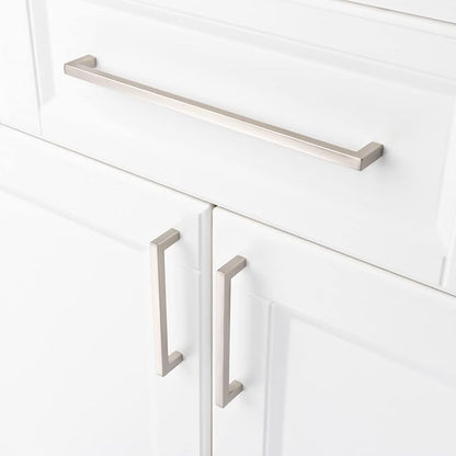 KOOFIZO Solid Square Bar Cabinet Handle - Brushed Nickel Furniture Pull, 10 Inch/256mm Screwhole Distance, 1-Piece for Kitchen Cupboard Door, Bedroom Dresser Drawer, Bathroom Wardrobe Hardware