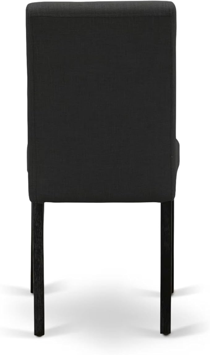 East West Furniture V627AB624-5 5 Piece Dining Set Includes a Rectangle Dining Room Table with V-Legs and 4 Black Color Linen Fabric Upholstered Parson Chairs, 40x72 Inch, Multi-Color