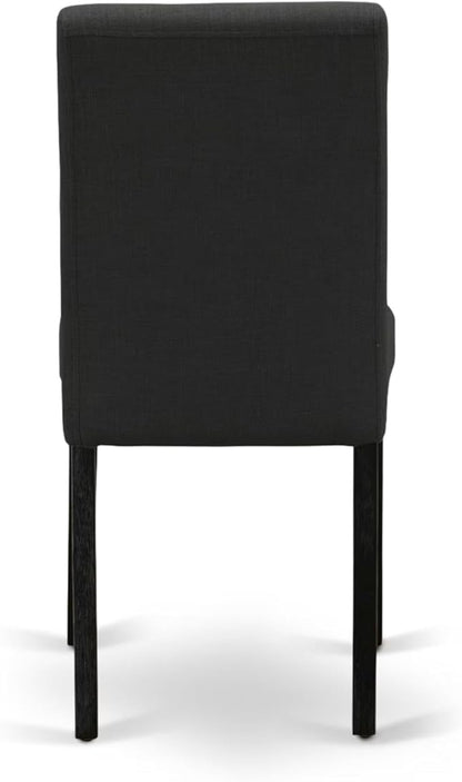 East West Furniture V627AB624-5 5 Piece Dining Set Includes a Rectangle Dining Room Table with V-Legs and 4 Black Color Linen Fabric Upholstered Parson Chairs, 40x72 Inch, Multi-Color