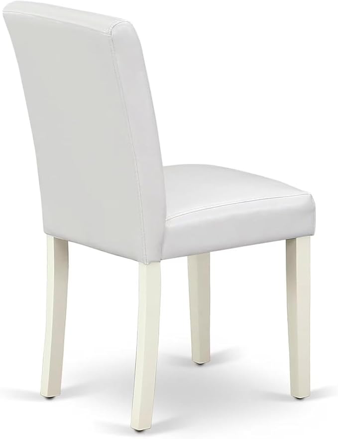 East West Furniture VAAB7-LWH-64 7 Piece Dinette Set Consist of an Oval Dining Room Table with Butterfly Leaf and 6 White Faux Leather Upholstered Chairs, 40x76 Inch, Linen White