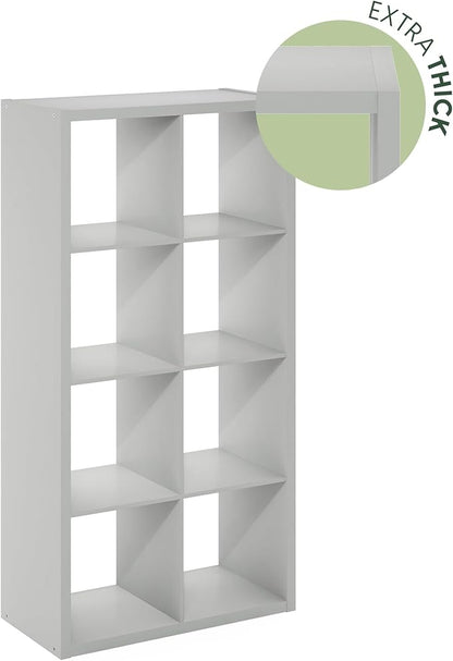Furinno Cubicle Open Back Decorative Cube Storage Organizer, 8-Cube, Light Grey