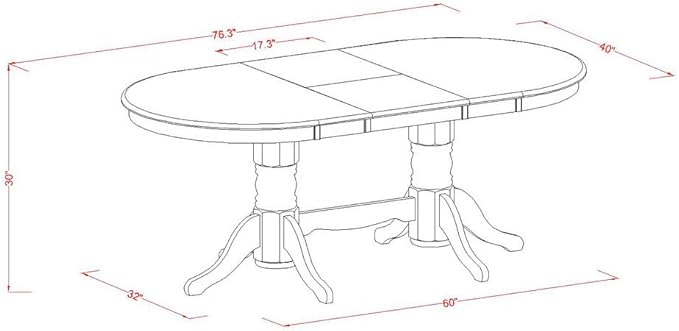 East West Furniture VAVA7-LWH-C 7 Piece Modern Dining Table Set Consist of an Oval Wooden Table with Butterfly Leaf and 6 Linen Fabric Upholstered Dining Chairs, 40x76 Inch, Linen White