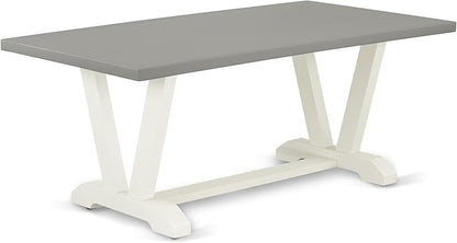 East West Furniture V097EL207-5 5 Piece Modern Dining Table Set Includes a Rectangle Wooden Table with V-Legs and 4 Gray Linen Fabric Upholstered Chairs, 40x72 Inch, Multi-Color