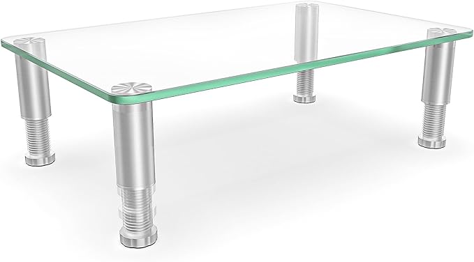 Hemudu Clear Computer Monitor Stand Riser with Height Adjustable Multi Media Desktop Stand for Flat Screen LCD LED, Laptop/Notebook/Xbox One,HD01T-002