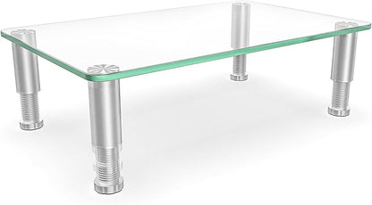 Hemudu Clear Computer Monitor Stand Riser with Height Adjustable Multi Media Desktop Stand for Flat Screen LCD LED, Laptop/Notebook/Xbox One,HD01T-002