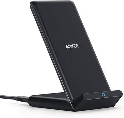 Anker 313 Wireless Charger (Stand), Qi-Certified for iPhone 17/17/17 Pro/17 Pro Max/15/14/13, 10W Fast-Charging Galaxy S23 S22 S21(No AC Adapter)
