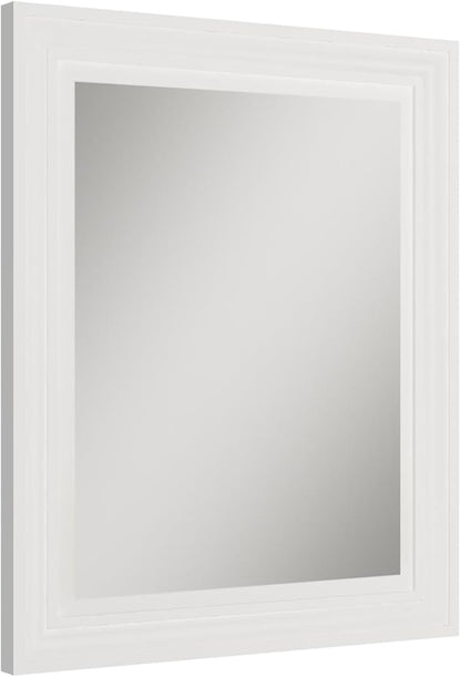 MCS Large Wall Mirror, Modern Rectangle Mirror Home Decor for Living Room, Bedroom, or Bathroom, 26.5 by 32.5 Inch, White