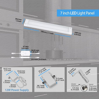 EShine 3 Pack 7 inch White Smart Dimmable LED Under Cabinet Lighting Kit Compatible with Alexa, Google - Cool White (6000K)