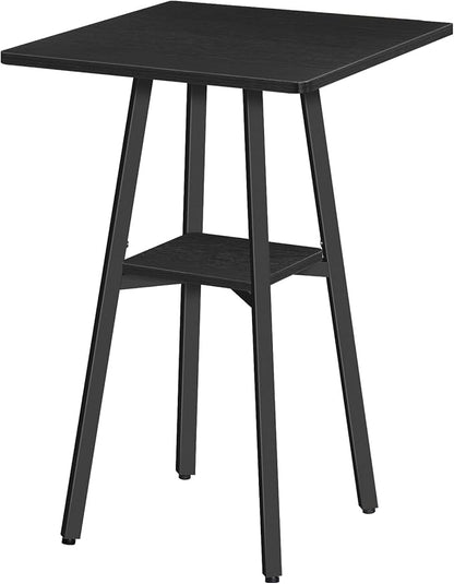 HOOBRO Bar Table, 2-Tier High Top Pub Table, Counter Height Table with Storage, Small Kitchen Dining Table, 36.6" High Bar Table for Living Room Party, Easy to Assemble, Black BB51BT01