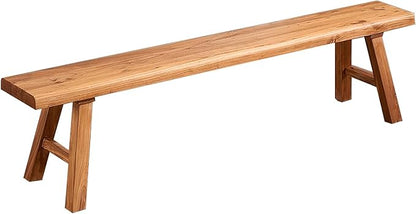 70.8in Wood Bench Indoor – Rustic Farmhouse Entryway Bench, Skinny Bench Design, Made of Extra-Thick Solid Wood, Perfect for Dining Room, Hallway, or End of Bed