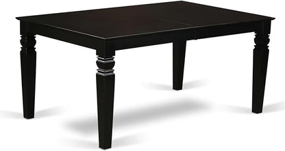 East West Furniture LGAN5-BLK-C 5 Piece Dinette Set for 4 Includes a Rectangle Dining Table with Butterfly Leaf and 4 Linen Fabric Dining Room Chairs, 42x84 Inch, Black