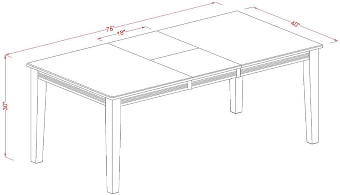 East West Furniture QUPF5-BCH-W 5 Piece Dining Table Set for 4 Includes a Rectangle Kitchen Table with Butterfly Leaf and 4 Kitchen Dining Chairs, 40x78 Inch, Black & Cherry
