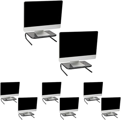 Mind Reader Monitor Stand, Ventilated Laptop Riser, Desktop Organizer, Metal, 14.5" L x 11.25" W x 4.25" H, Black (Pack of 8)