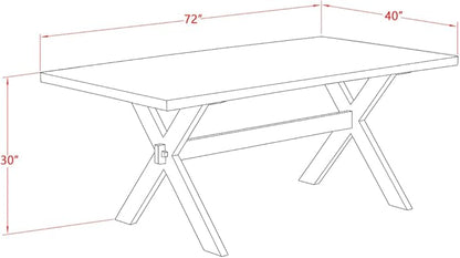 East West Furniture X727MZ748-9 9 Piece Dining Table Set Includes a Rectangle Dining Room Table with X-Legs and 8 Coffee Linen Fabric Upholstered Chairs, 40x72 Inch, Multi-Color