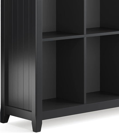SIMPLIHOME Acadian Bookcase - 57 inch Tall 12-Cube Solid Wood Storage Display Unit in Black, Transitional Cube Organizer for Living Room, Study Room or Office with Fixed Shelves and Tapered Legs