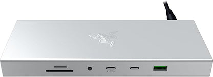 Razer USB 4 Dock: 14 Ports (Type C, Type A, HDMI, DP, Ethernet, SD, 3.5mm) - Dual Monitor Up to 4K 120 Hz - Laptop & Phone Fast Charge - Durable Lightweight Casing - Windows & Mac Compatible - Mercury