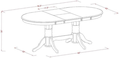 East West Furniture VAAS7-LWH-41 7 Piece Modern Dining Table Set contain A Dinner Table and 6 Platinum Gray Polyester Fabric Wooden Chairs with Stylish Back- Linen White Finish