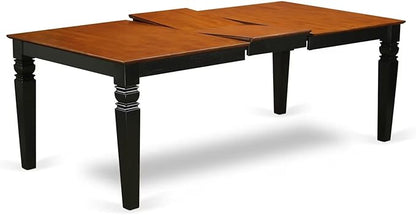 East West Furniture LGAN5-BCH-C 5 Piece Kitchen Table Set for 4 Includes a Rectangle Dining Room Table with Butterfly Leaf and 4 Linen Fabric Upholstered Chairs, 42x84 Inch, Black & Cherry