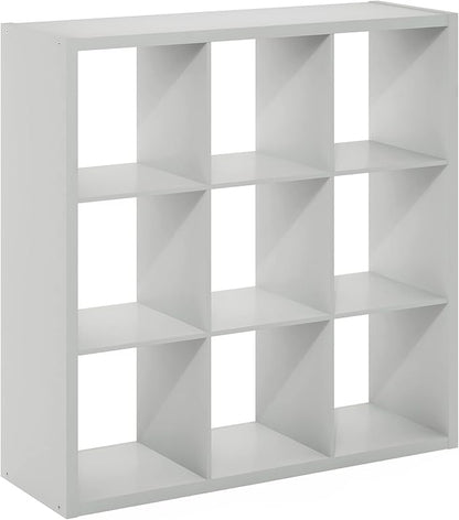 Furinno Cubicle Open Back Decorative Cube Storage Organizer, 9-Cube, Light Grey