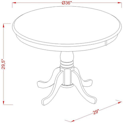 East West Furniture ANWE3-BCH-W 3 Piece Dining Set Contains a Round Dining Room Table with Pedestal and 2 Wood Seat Chairs, 36x36 Inch, Black & Cherry
