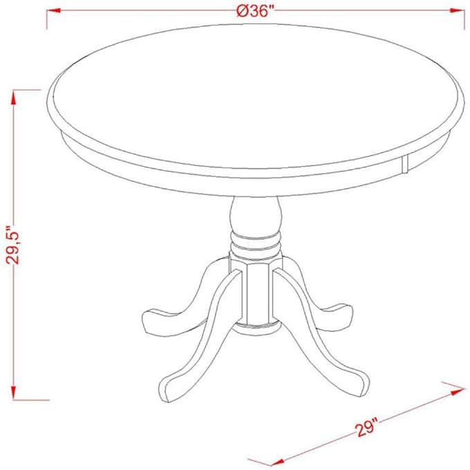 East West Furniture ANGA5-LWH-35 5 Piece Dining Table Set for 4 Includes a Round Kitchen Table with Pedestal and 4 Doeskin Linen Fabric Upholstered Parson Chairs, 36x36 Inch, Linen White