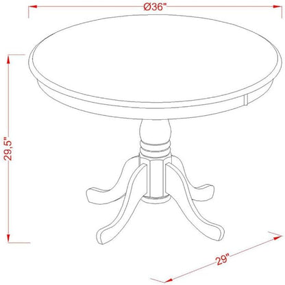 East West Furniture ANDR3-LWH-07 3 Piece Modern Dining Table Set Contains a Round Kitchen Table with Pedestal and 2 Gray Linen Fabric Parsons Dining Chairs, 36x36 Inch, Linen White