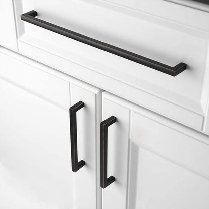 KOOFIZO Solid Square Bar Cabinet Handle - Oil Rubbed Bronze Furniture Pull, 12.6 Inch/320mm Screwhole Distance, Pack of 5 for Kitchen Cupboard Door, Bedroom Dresser Drawer, Bathroom Wardrobe Hardware