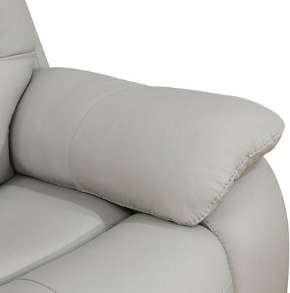 Electric Power Recliner Sofa Genuine Breathing Leather Recliner Couch 3-Seater, Comfy Wide Lazy Top Grain Leather Sofa with USB Port for Living Room (Grey, Three-Seater Sofa)