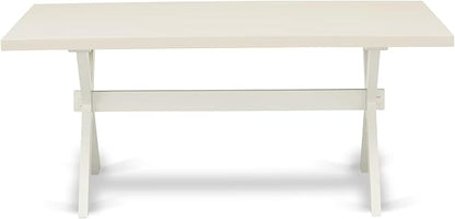 East West Furniture X027SI215-5 5 Piece Dining Room Table Set Includes a Rectangle Dining Table with X-Legs and 4 Baby Blue Linen Fabric Upholstered Parson Chairs, 40x72 Inch, Multi-Color