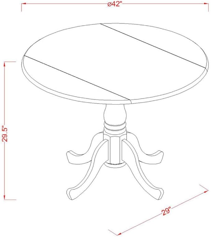 East West Furniture DLDR3-BLK-24 3 Piece Kitchen Table Set Contains a Round Dining Table with Dropleaf and 2 Black Color Linen Fabric Upholstered Chairs, 42x42 Inch, Black