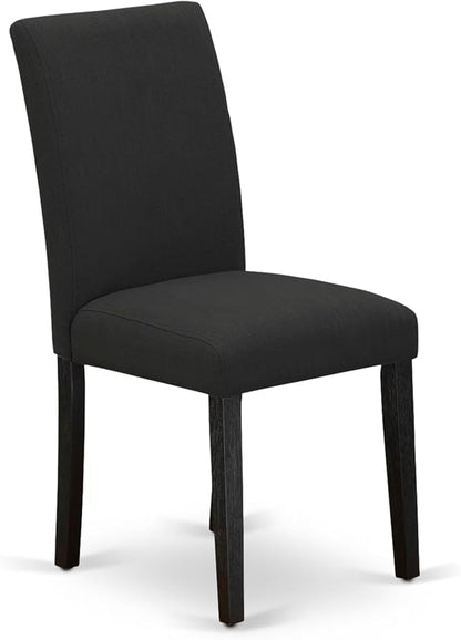 East West Furniture V677AB624-7 7 Piece Dinette Set Consist of a Rectangle Dining Room Table with V-Legs and 6 Black Color Linen Fabric Upholstered Chairs, 40x72 Inch, Multi-Color