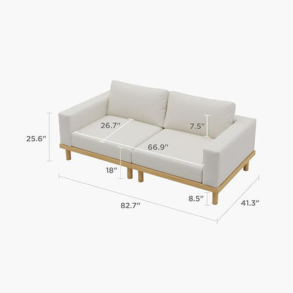 Acanva Minimalist Modular Sectional Sofa for Living Room, Wide & Deep Seat Convertible Furniture Set with Metal Frame and Movable Covers, Loveseat, Off White