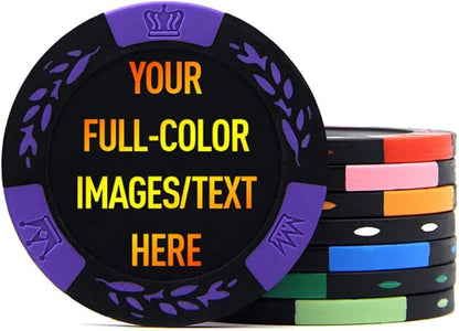 100 Premium Clay Poker Chips, Customized Your Image and Text, 11.5 Gram Casino Chips for Texas Hold’em, Blackjack Gambling