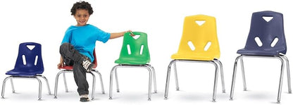 Jonti-Craft Berries 8142JC1112 Stacking Chair with Chrome-Plated Legs, 12" Height, Navy