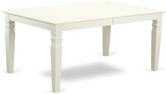 East West Furniture LGIP7-LWH-C 7 Piece Dinette Set Consist of a Rectangle Dining Room Table with Butterfly Leaf and 6 Linen Fabric Upholstered Dining Chairs, 42x84 Inch, Linen White