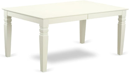 East West Furniture LGIP7-LWH-C 7 Piece Dinette Set Consist of a Rectangle Dining Room Table with Butterfly Leaf and 6 Linen Fabric Upholstered Dining Chairs, 42x84 Inch, Linen White