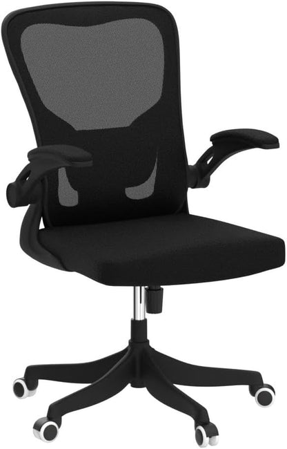 Monhey Ergonomic Office Chair with Lumbar Support, Adjustable Height, 2D Flip-up Arms, Breathable Black Mesh, Comfortable Desk Chair Chair for Home, Office, Study & Gaming