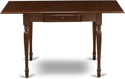 East West Furniture MZCL5-MAH-W 5 Piece Dining Room Table Set Includes a Rectangle Dining Table with Dropleaf and 4 Wood Seat Chairs, 36x54 Inch, Mahogany