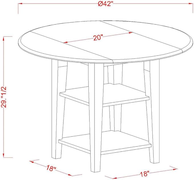 East West Furniture SUPF5-BCH-W 5 Piece Dining Set Includes a Round Dining Table with Dropleaf & Shelves and 4 Kitchen Chairs, 42x42 Inch, Black & Cherry