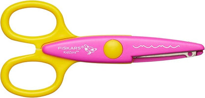 Fiskars Children's Decor Scissors, 6 Pieces, Incl. Storage Bag, Length: 13 cm, for Right- and Left-Handed Users, from 4 Years, Stainless Steel Blade/Plastic Handles, Multi-Coloured, Kidzors, 1003730