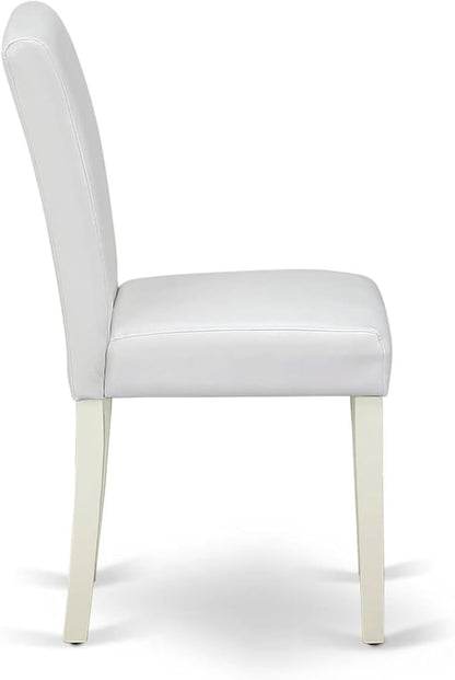 East West Furniture VAAB7-LWH-64 7 Piece Dinette Set Consist of an Oval Dining Room Table with Butterfly Leaf and 6 White Faux Leather Upholstered Chairs, 40x76 Inch, Linen White