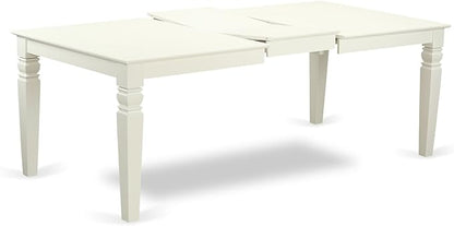 East West Furniture LGIP7-LWH-C 7 Piece Dinette Set Consist of a Rectangle Dining Room Table with Butterfly Leaf and 6 Linen Fabric Upholstered Dining Chairs, 42x84 Inch, Linen White