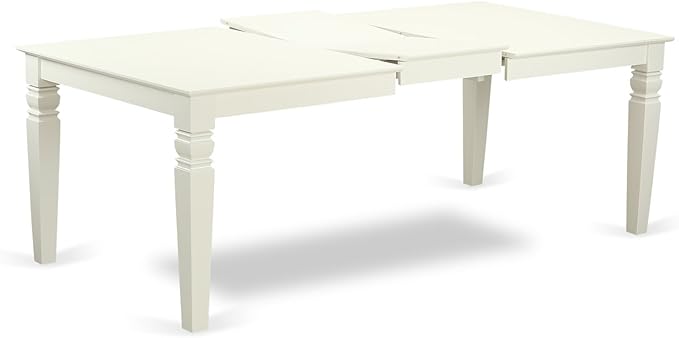 East West Furniture LGGR7-LWH-W 7 Piece Dining Table Set Consist of a Rectangle Dining Room Table with Butterfly Leaf and 6 Wood Seat Chairs, 42x84 Inch, Linen White