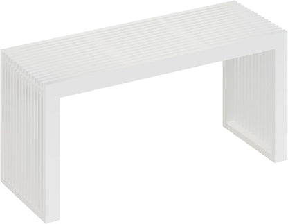 Bamboo Dining Bench Indoor Long Entryway Shoe Rack Benchs,Outdoor Modern Wood Benches 35 Inch Bamboo Bench for Living Room Hallway Bedroom Bathroom White