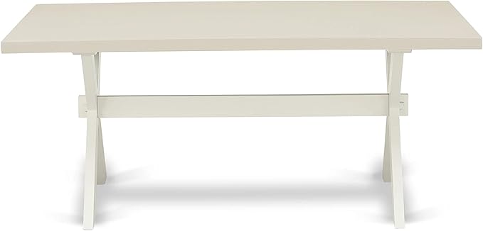 East West Furniture X027SI215-7 7 Piece Dining Table Set Consist of a Rectangle Kitchen Table with X-Legs and 6 Baby Blue Linen Fabric Parson Dining Room Chairs, 40x72 Inch, Multi-Color