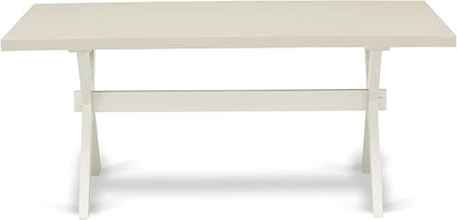 East West Furniture X027MZ001-5 5 Piece Kitchen Table & Chairs Set Includes a Rectangle Dining Room Table with X-Legs and 4 Cream Linen Fabric Parsons Dining Chairs, 40x72 Inch, Multi-Color