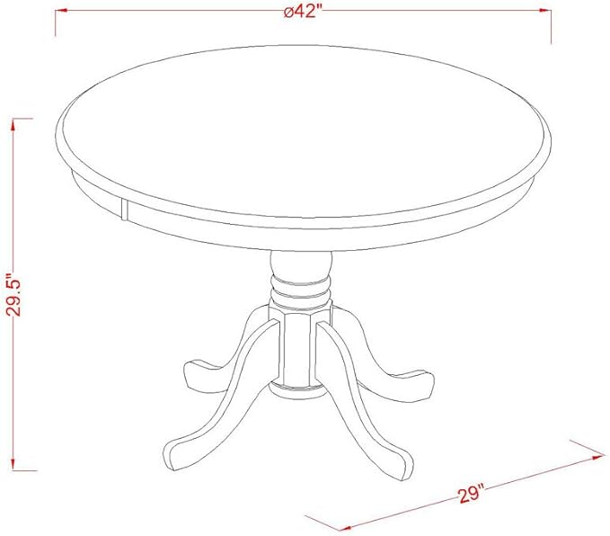 East West Furniture HBCL5-LWH-C 5 Piece Dining Table Set for 4 Includes a Round Kitchen Table with Pedestal and 4 Linen Fabric Dining Room Chairs, 42x42 Inch, Linen White