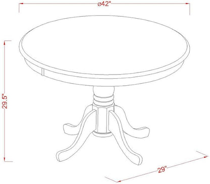 East West Furniture HBCL5-LWH-C 5 Piece Dining Table Set for 4 Includes a Round Kitchen Table with Pedestal and 4 Linen Fabric Dining Room Chairs, 42x42 Inch, Linen White